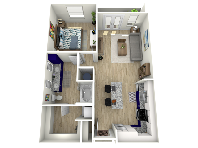 1 Bed, 1 Bath 108 floor plan
